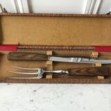 Duo of meat cutlery in solid wood 50s