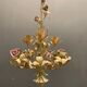Italian Tole and Ceramic Rose Chandelier