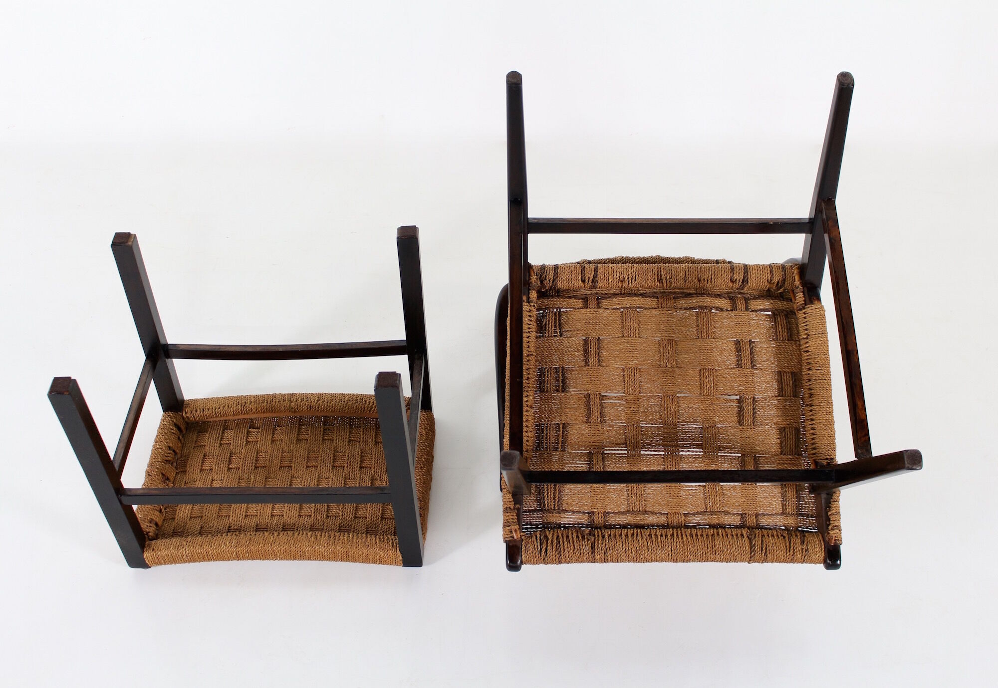 Fauteuil et son ottoman en corde tressée