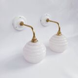 Clichy glass swan neck wall lamp