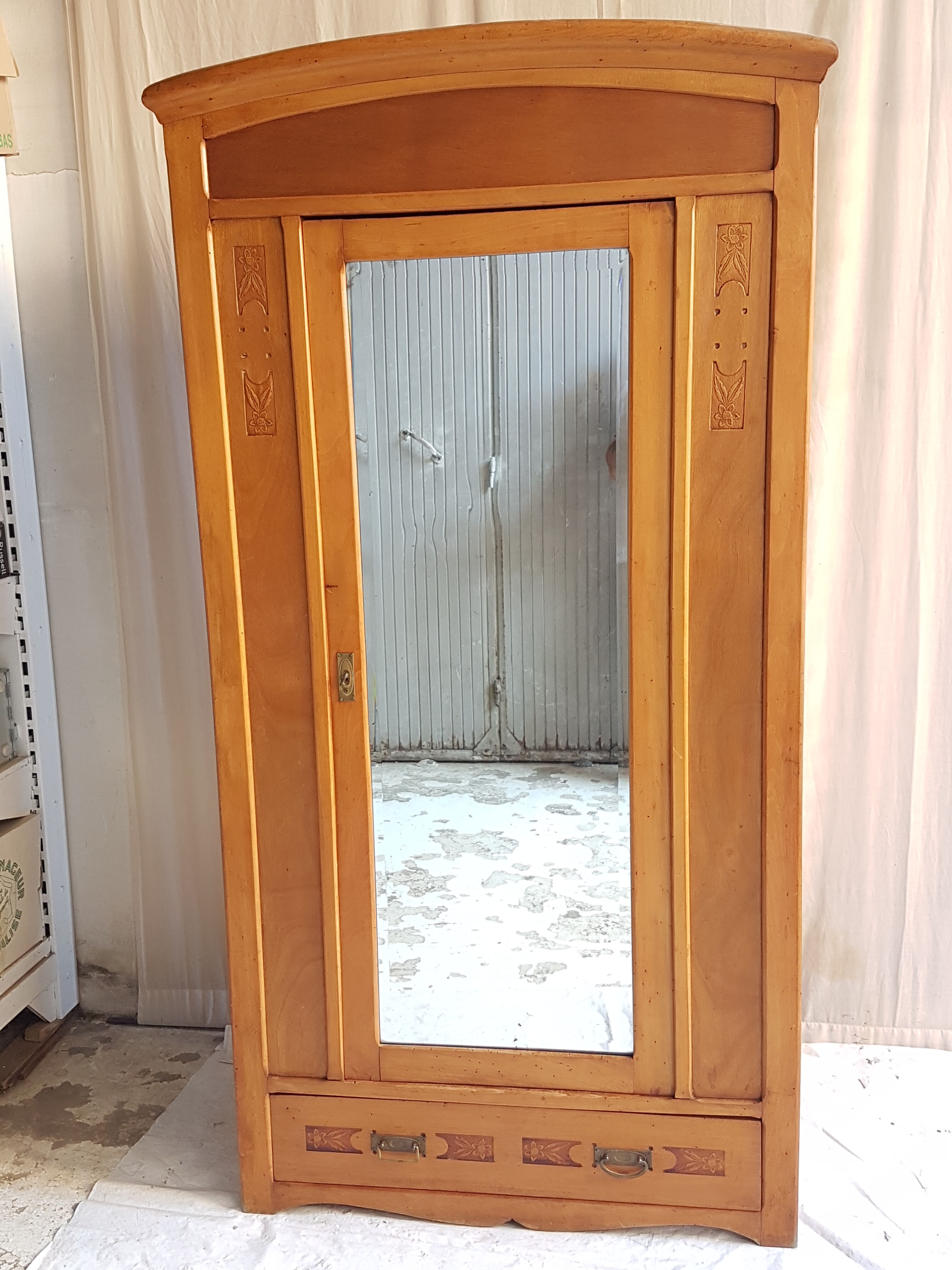 Vintage wardrobe with glass door