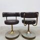 Vintage Swedish design low stools brown leather Borje Johanson