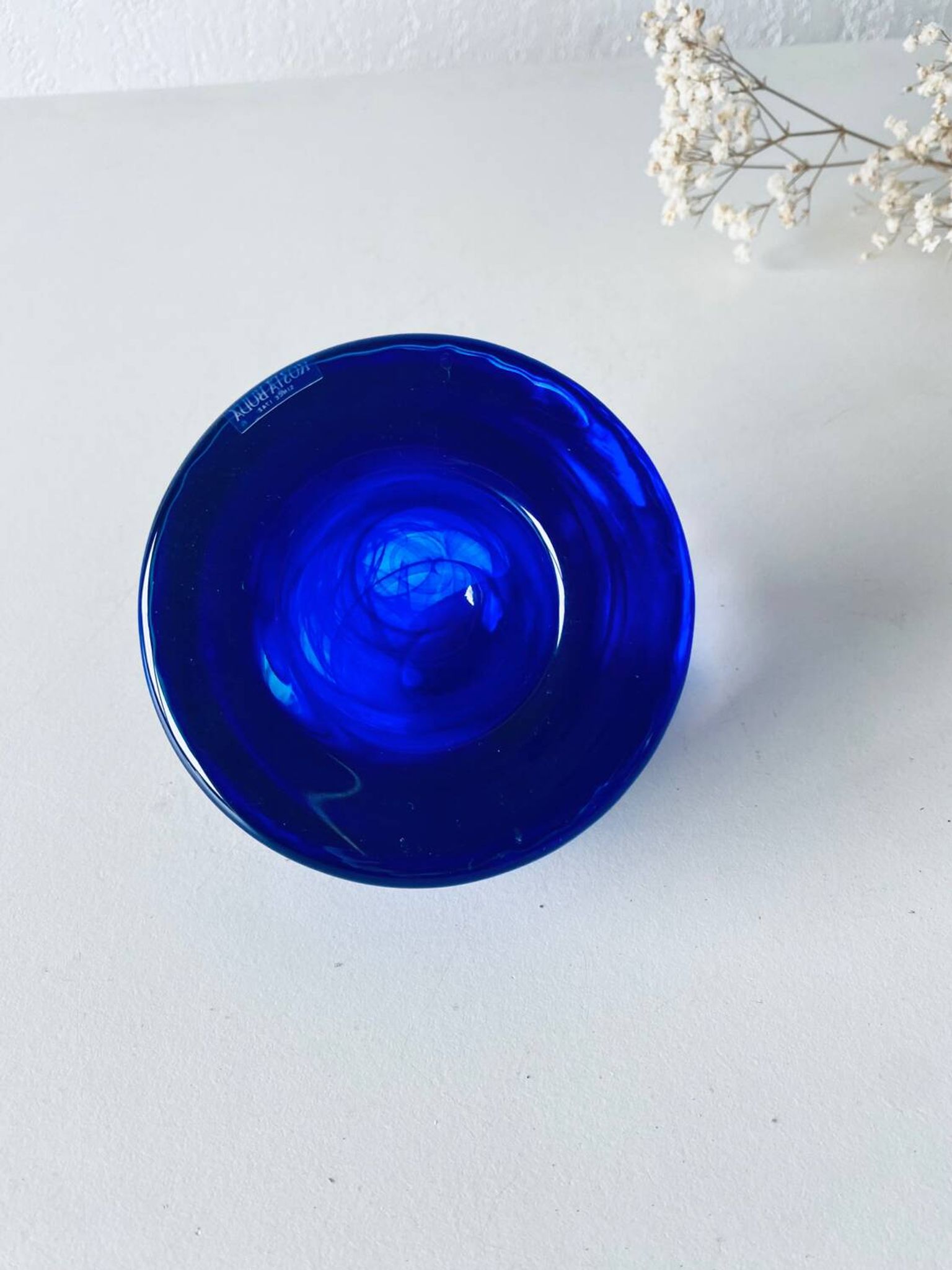 Bougeoir en verre bleu Kosta Boba
