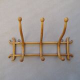 1890 Fischel, Bentwood blond 3-peg wall-mounted coat and hat rack