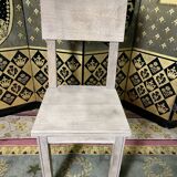 Suite of 4 brutalist chairs in solid oak 1950
