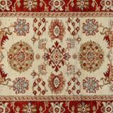 Handmade Cream & Red Wool Runner Rug, Floral Hallway Carpet Stair Runner