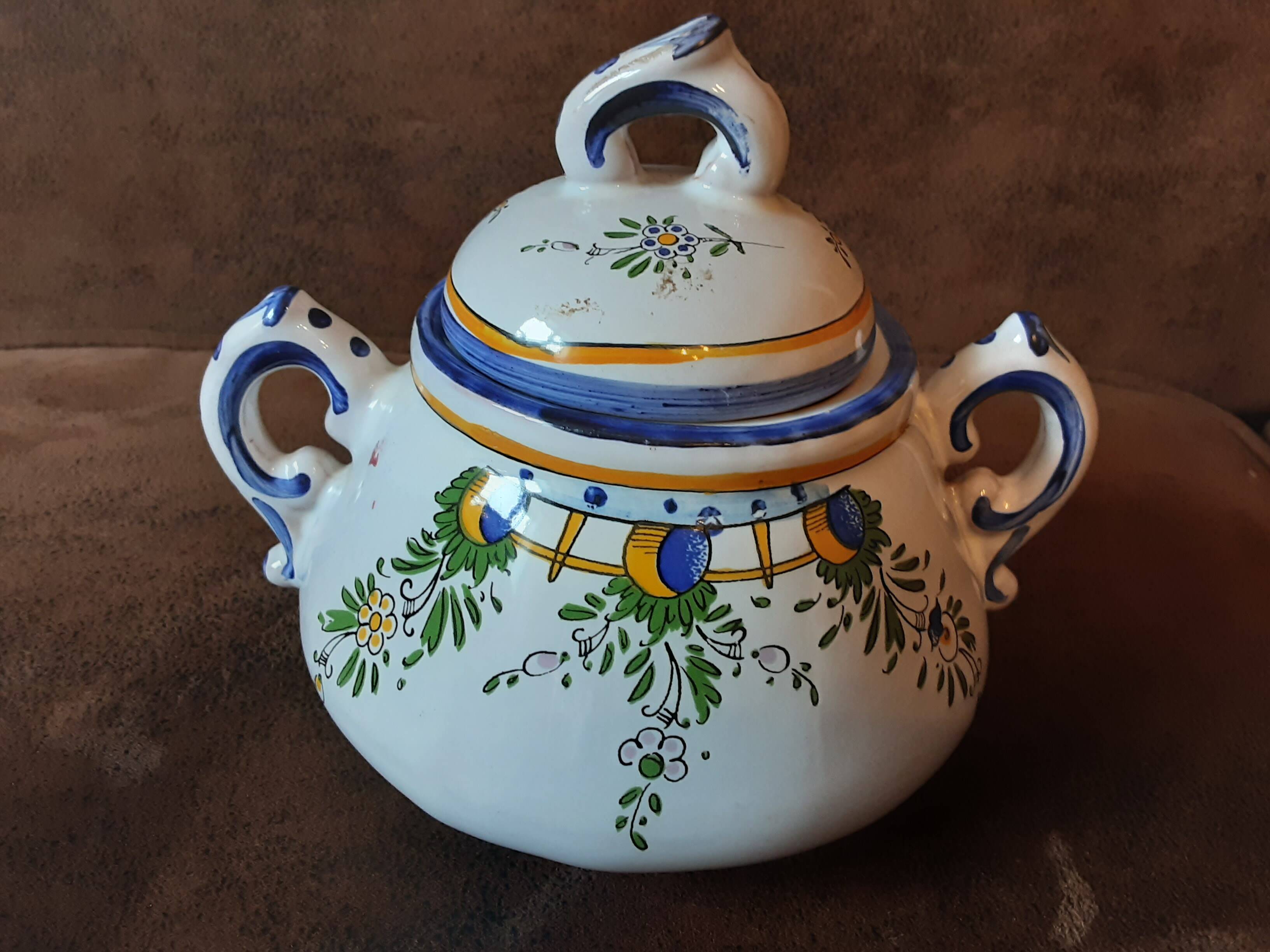 Sugar bowl, Angoulême art earthenware factory, Le Renoleau