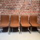 Suite of four Italian chairs in fabric and metal