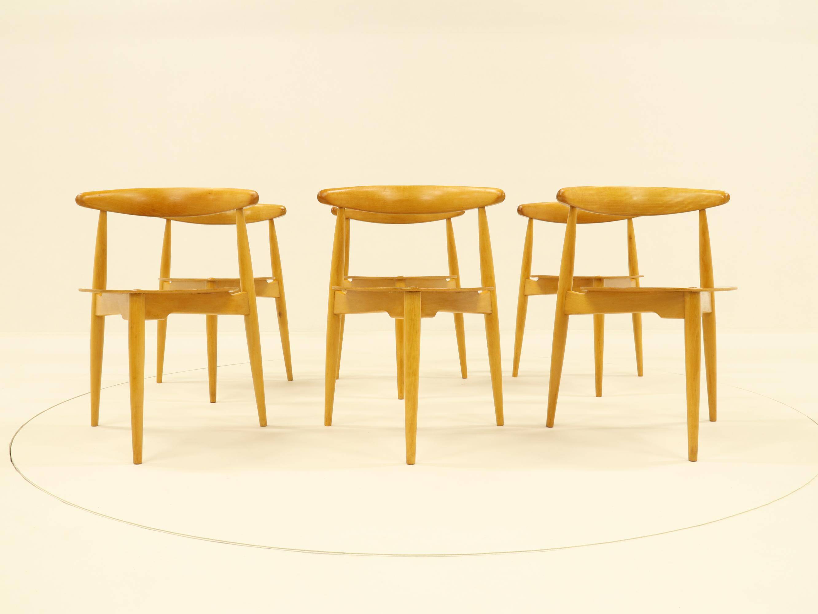 Heart dining set, designed by Hans Wegner for Fitz Hansen,  Denmark 1960s