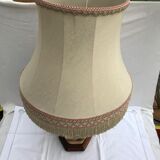 Former ceramic potiche lamp base wood - abat-day vintage beige fabric