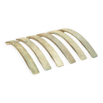 Set of Six Contemporary Drawer Handles in Shark Shagreen Manta Ray