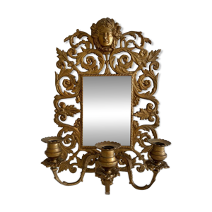 Applique miroir biseauté - bougeoirs bronze