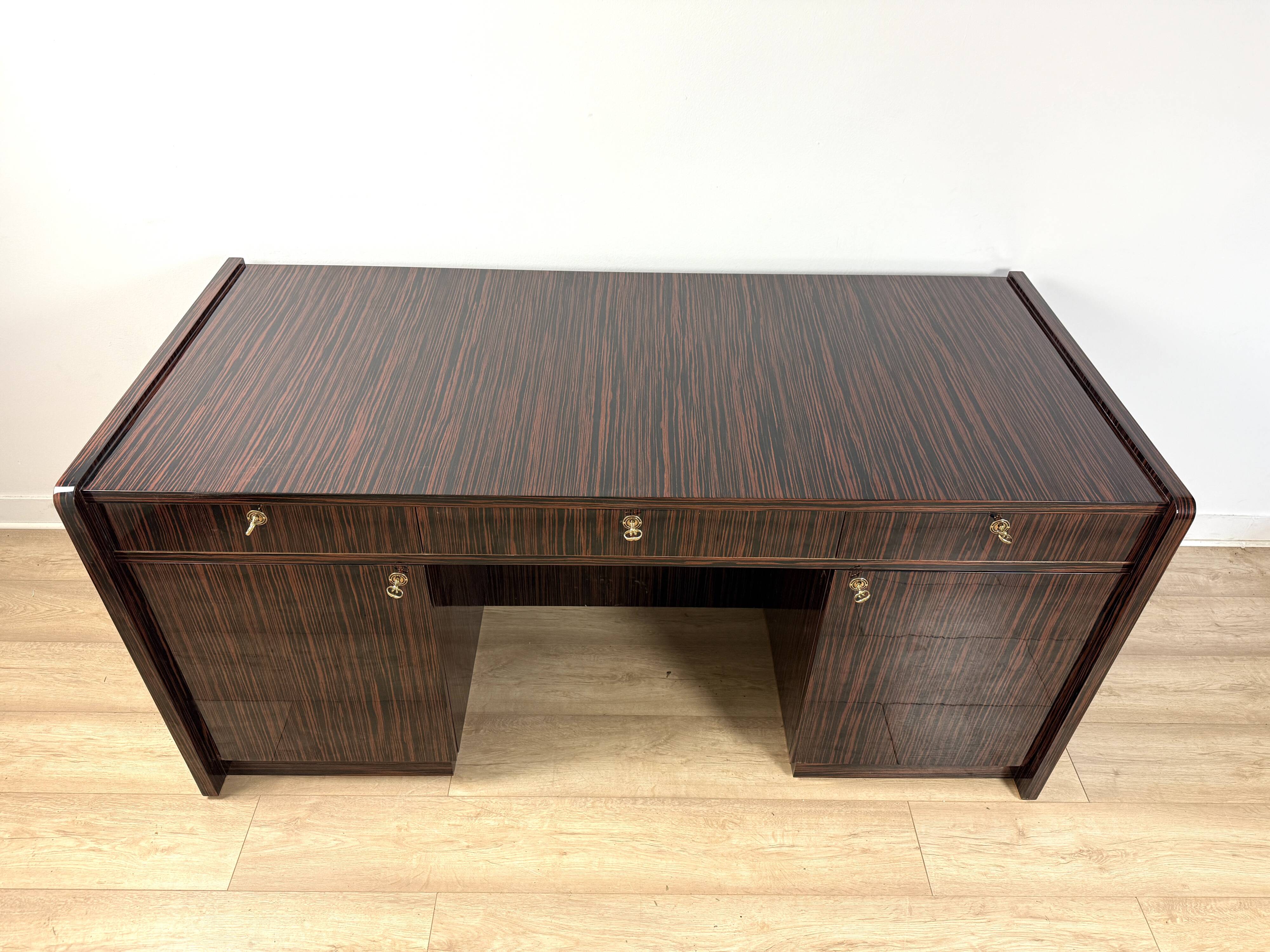 Art Deco “New York” double-sided desk – Macassar ebony veneer