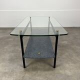 Table basse en métal et verre, années 50