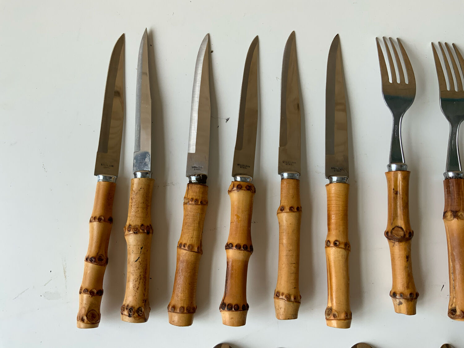 Vintage bamboo cutlery set