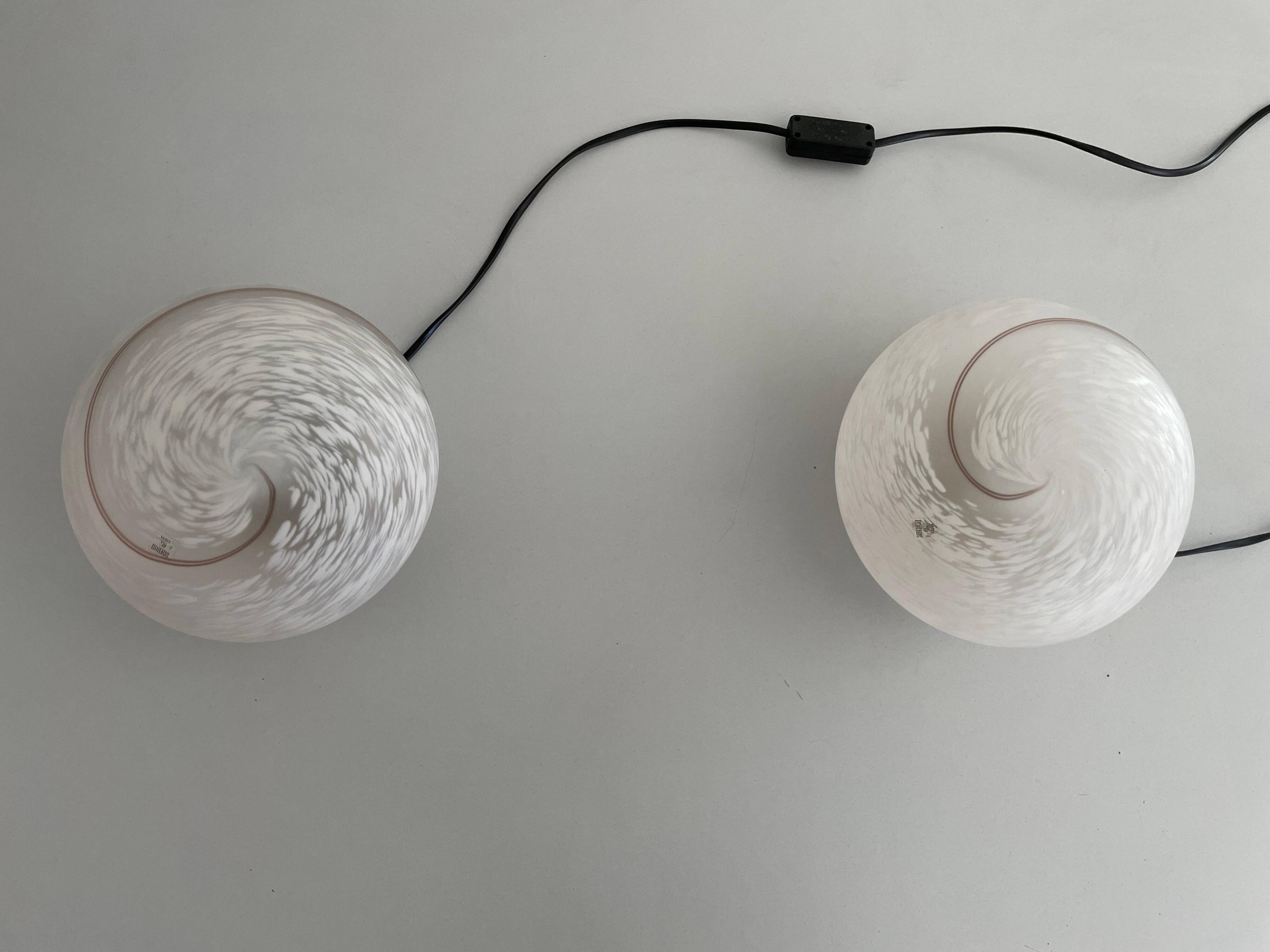 Pair of mid-century glass table lamps by Vetri Murano, 1960s, Italy.