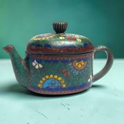 China, small cloisonné bronze teapot early 20th century