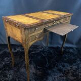 19th-century hairdresser with marquetry decoration on oak in the Louis XV Transition style.