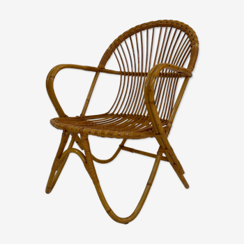 Fauteuil en rotin par Dirk van Sliedregt Rohe Noordwolde 1960 des Pays-Bas