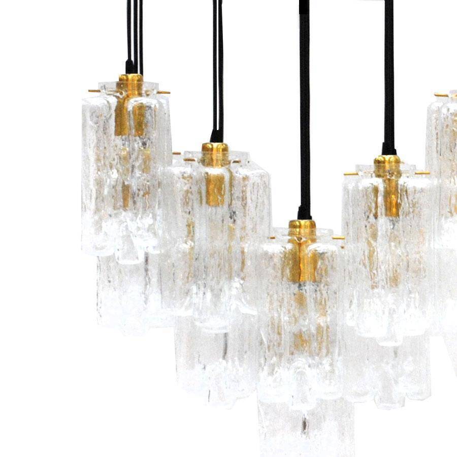 Contemporary Modern Italian Murano Glass and Brass Suspension Lamp
