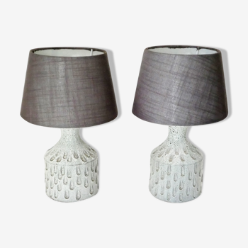 Pair of ceramic table lamps Germany fat lava