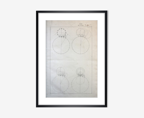 Dessin ancien - étude mécanique - Ecole Royale Polytechnique 1824