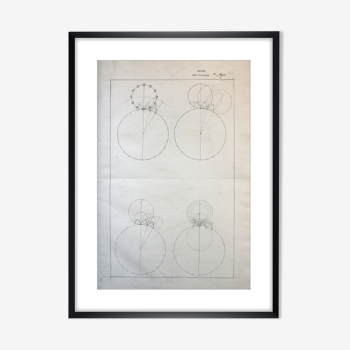 Old drawing - mechanical study - Ecole Royale Polytechnique 1824