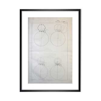 Dessin ancien - étude mécanique - Ecole Royale Polytechnique 1824
