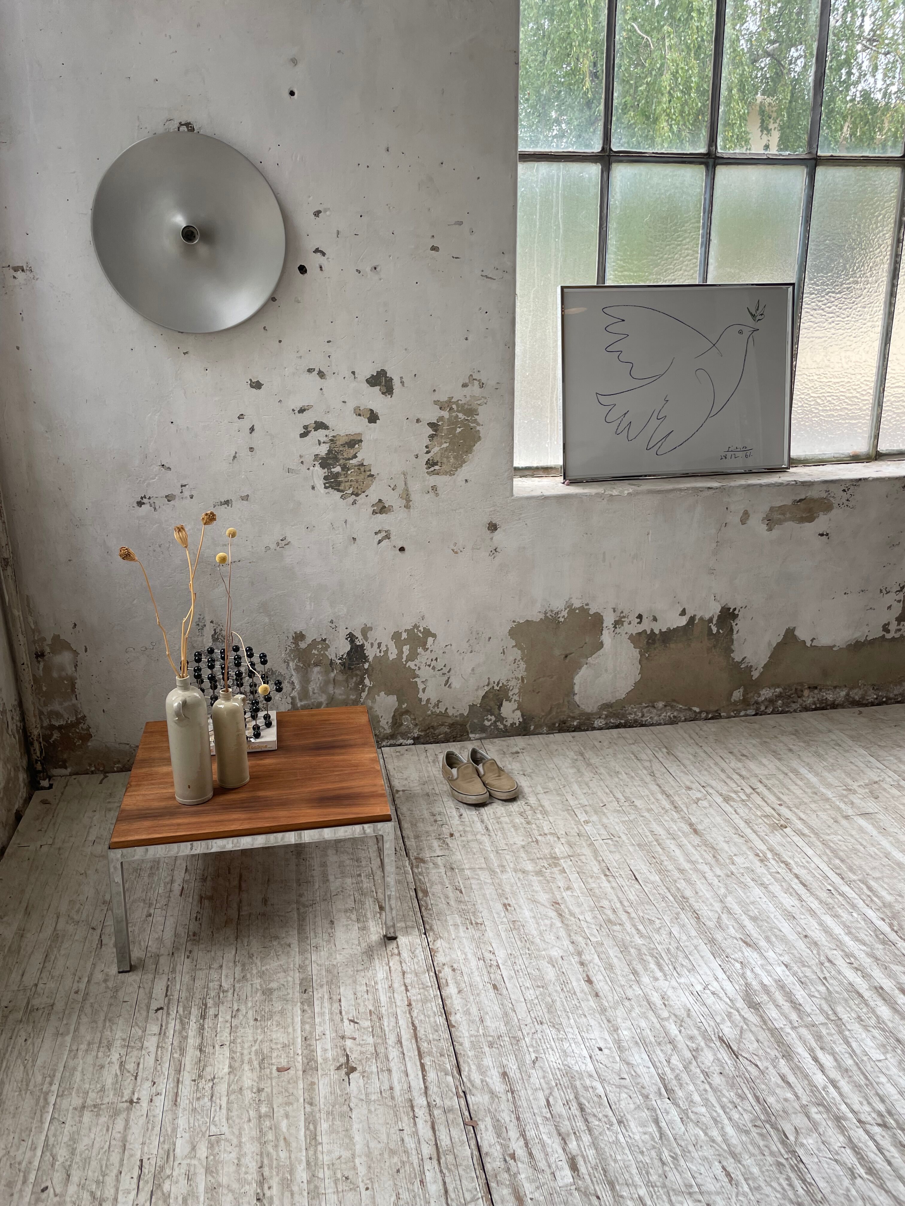 Walnut and modernist chrome coffee table