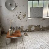 Walnut and modernist chrome coffee table