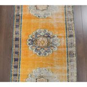 Vintage Turkish Oushak handmade wool cotton orange runner rug 74x350