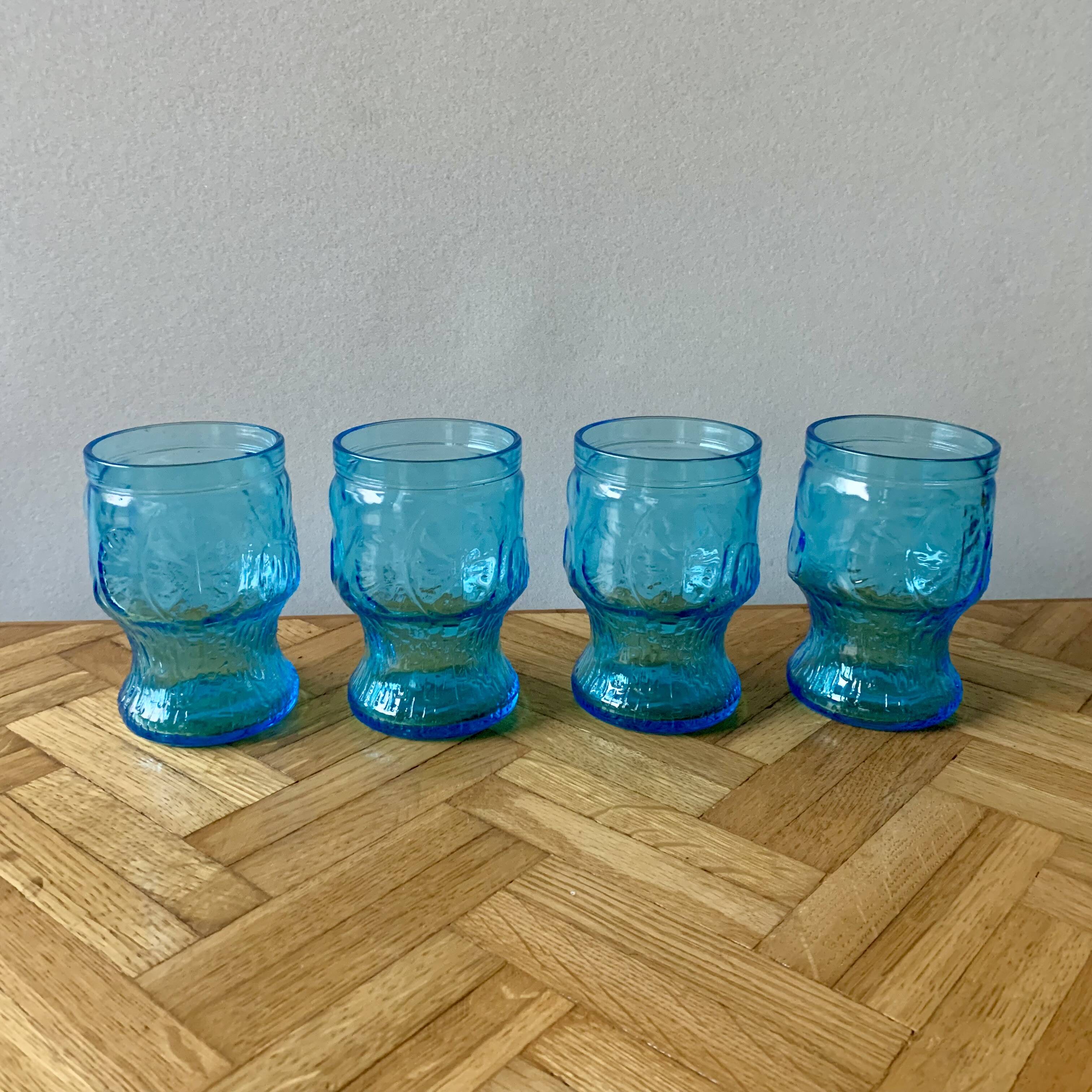 Vintage lemonade service in blue glass - Vemam - made in Italy