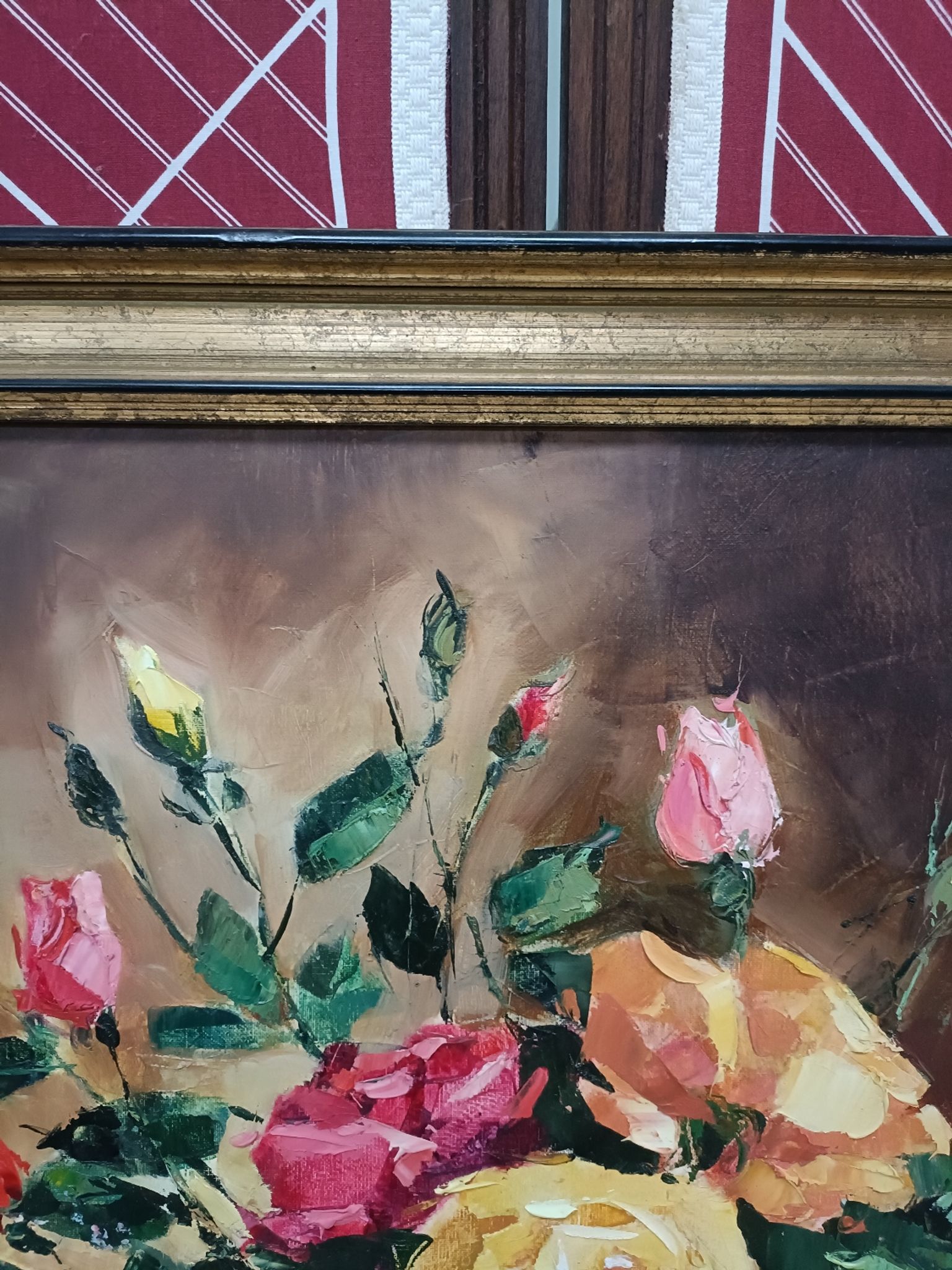 Painting on canvas with a knife, vase and cut flowers, Léon Gasser dit Mas