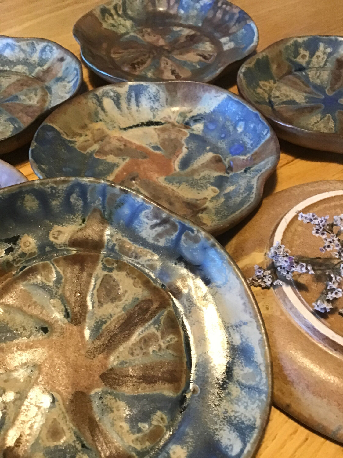 7 stoneware cups signed G Méténier