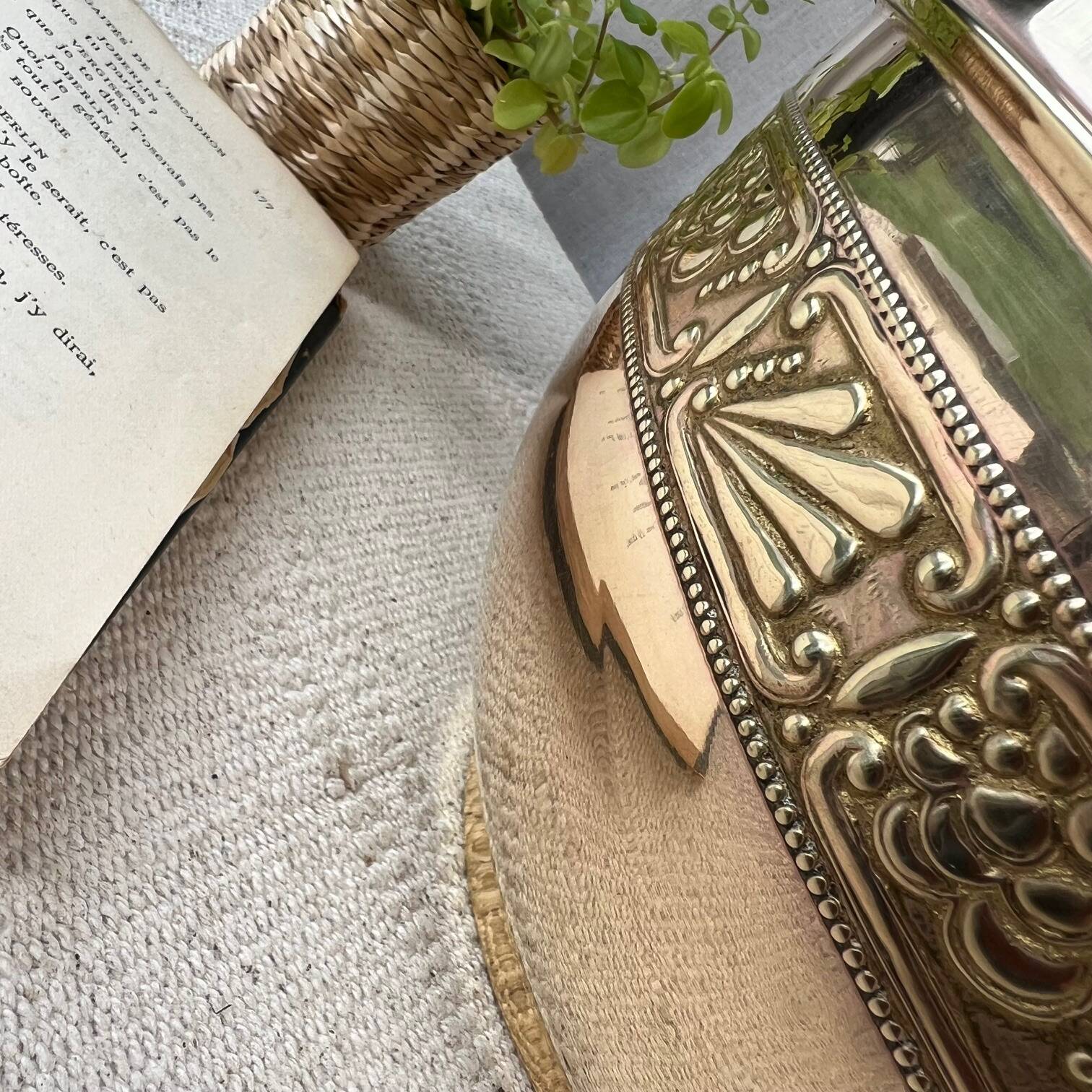 Large vintage brass planter