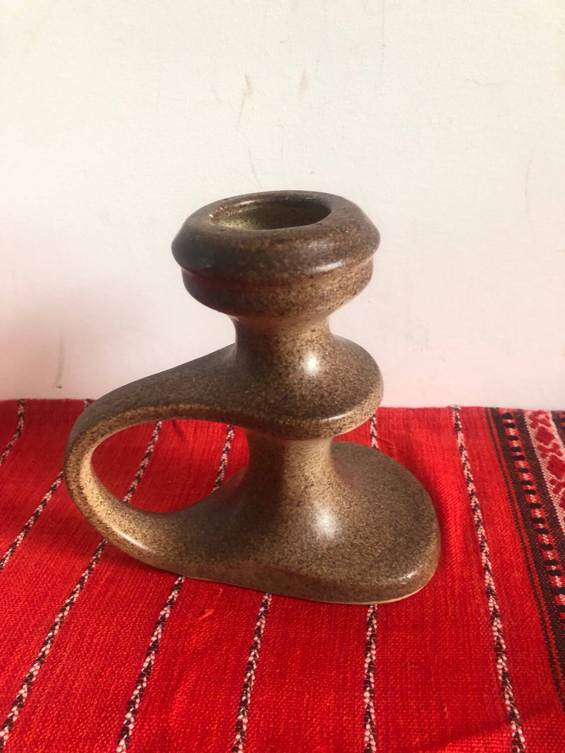 Old stoneware candlestick signed Bastien le Pemp Quimper