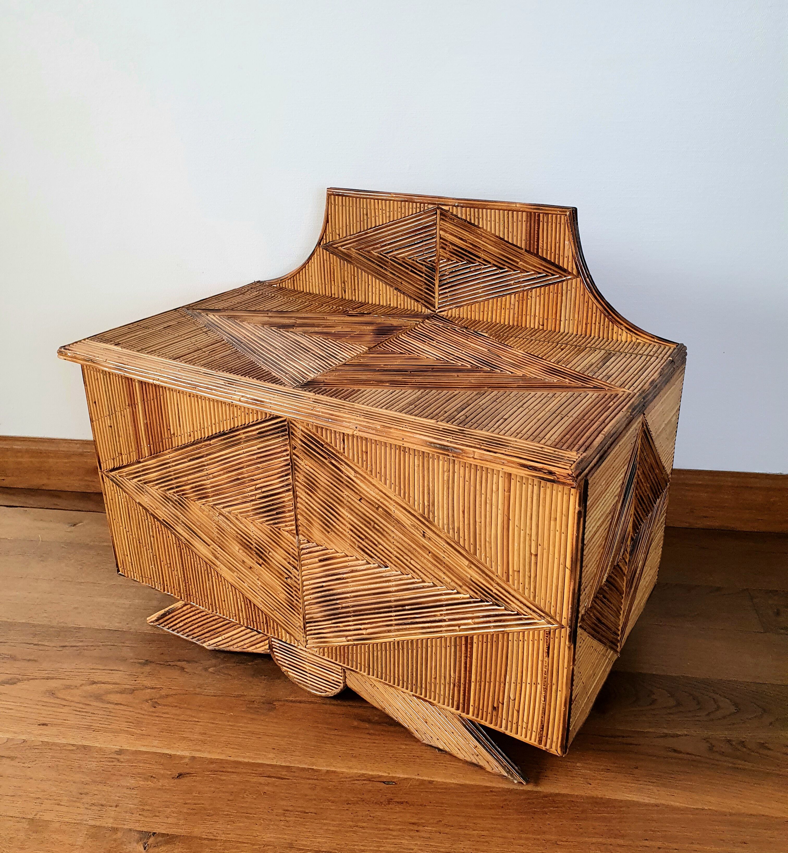 Rattan marquetry chest