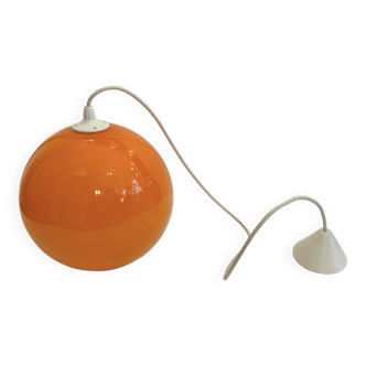 space age suspension orange opaline ball vintage 70s