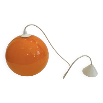 suspension space âge boule opaline orange vintage années 70