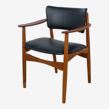 Mid-Century Danish Teak & Leather Armchair, 1970s