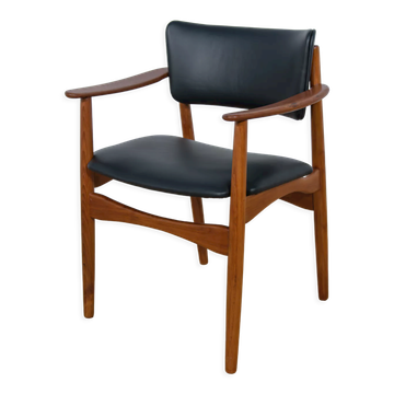 Mid-Century Danish Teak & Leather Armchair, 1970s