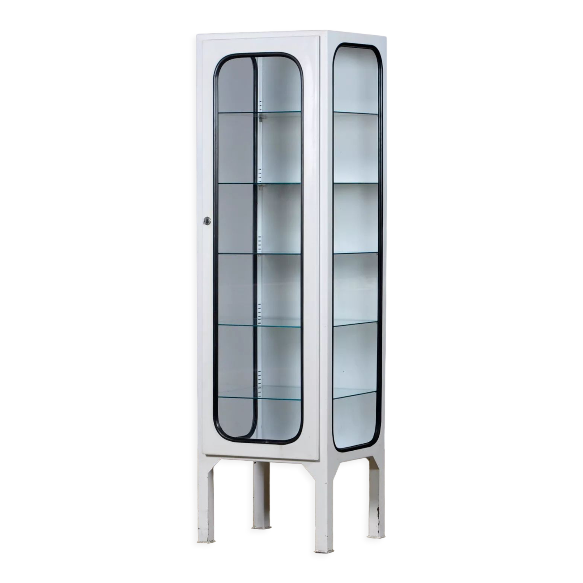 Vintage Iron And Glass Medical Cabinet, 1970s