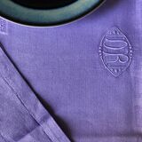 Old damask tablecloth in linen and iris silk