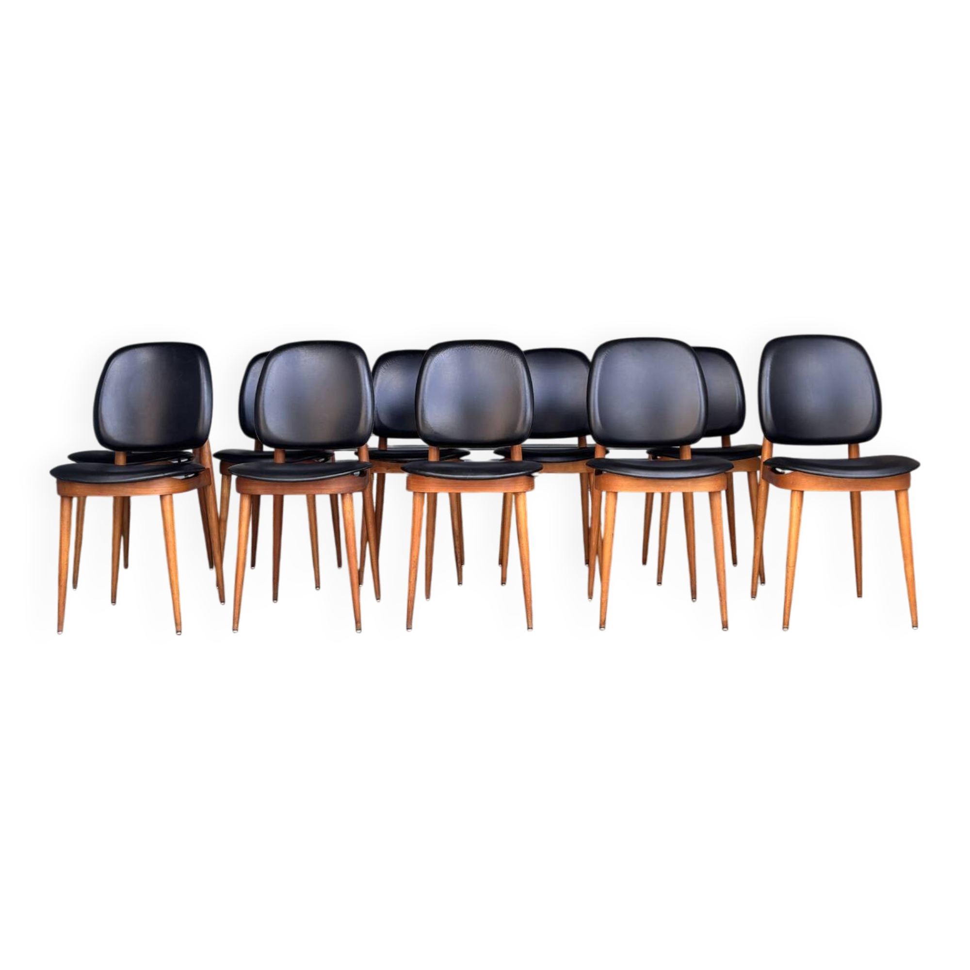 Set of 10 Pegase Baumann chairs