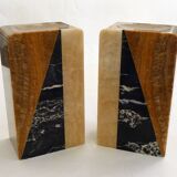 Art Deco bookends pair in marble and onyx.
