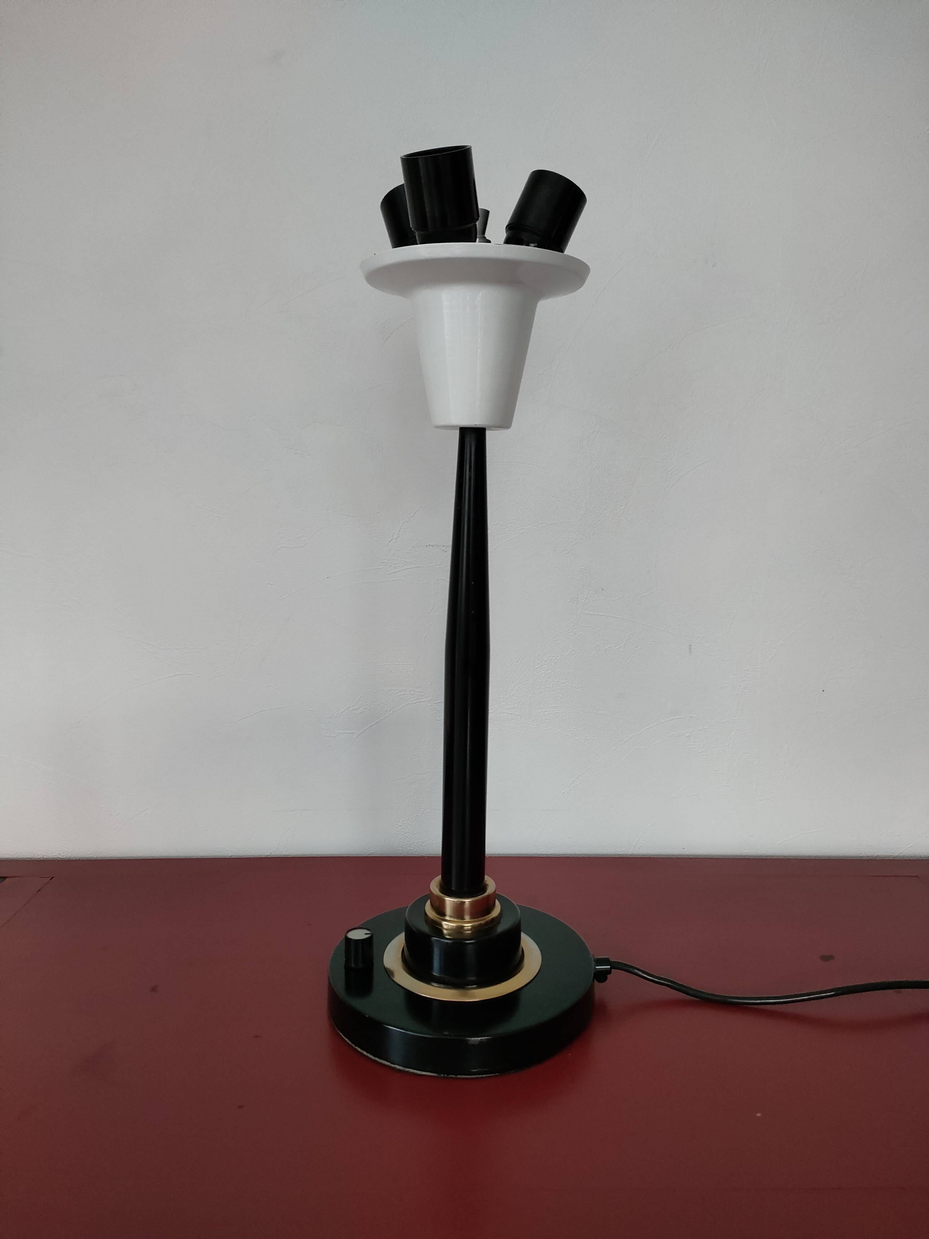 Lumi industrial metal lamp base - three lights - 1970s - Italy