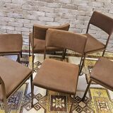 Lot de 6 chaises vintage en métal noir 1970