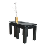 Pair of side tables, lacquered wood bedside tables from the 80s