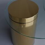 Polished Brass and Glass Low Tables. 2000s. Set of 3