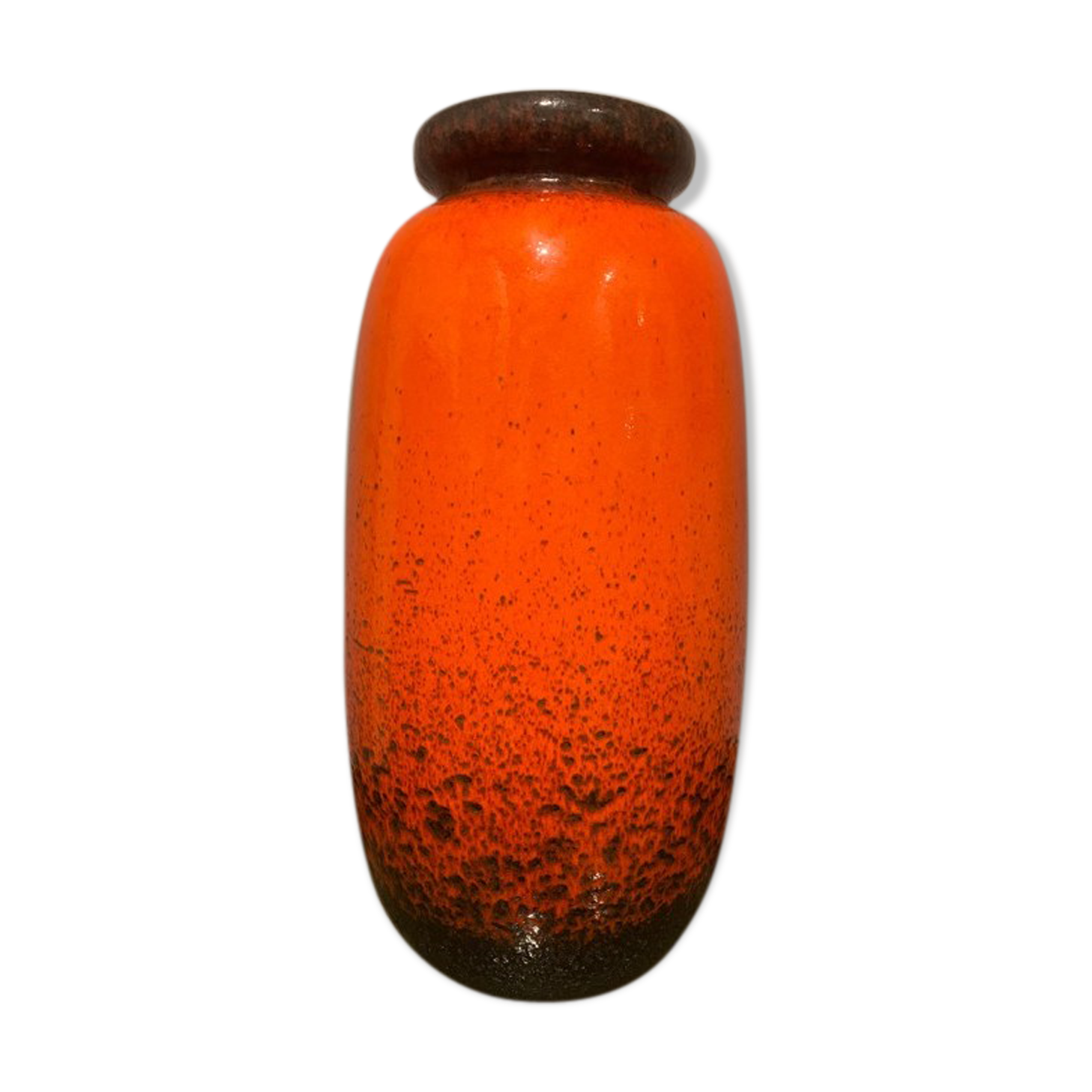 West German Fat Lava Scheurich Keramik orange and brown vase 1970s